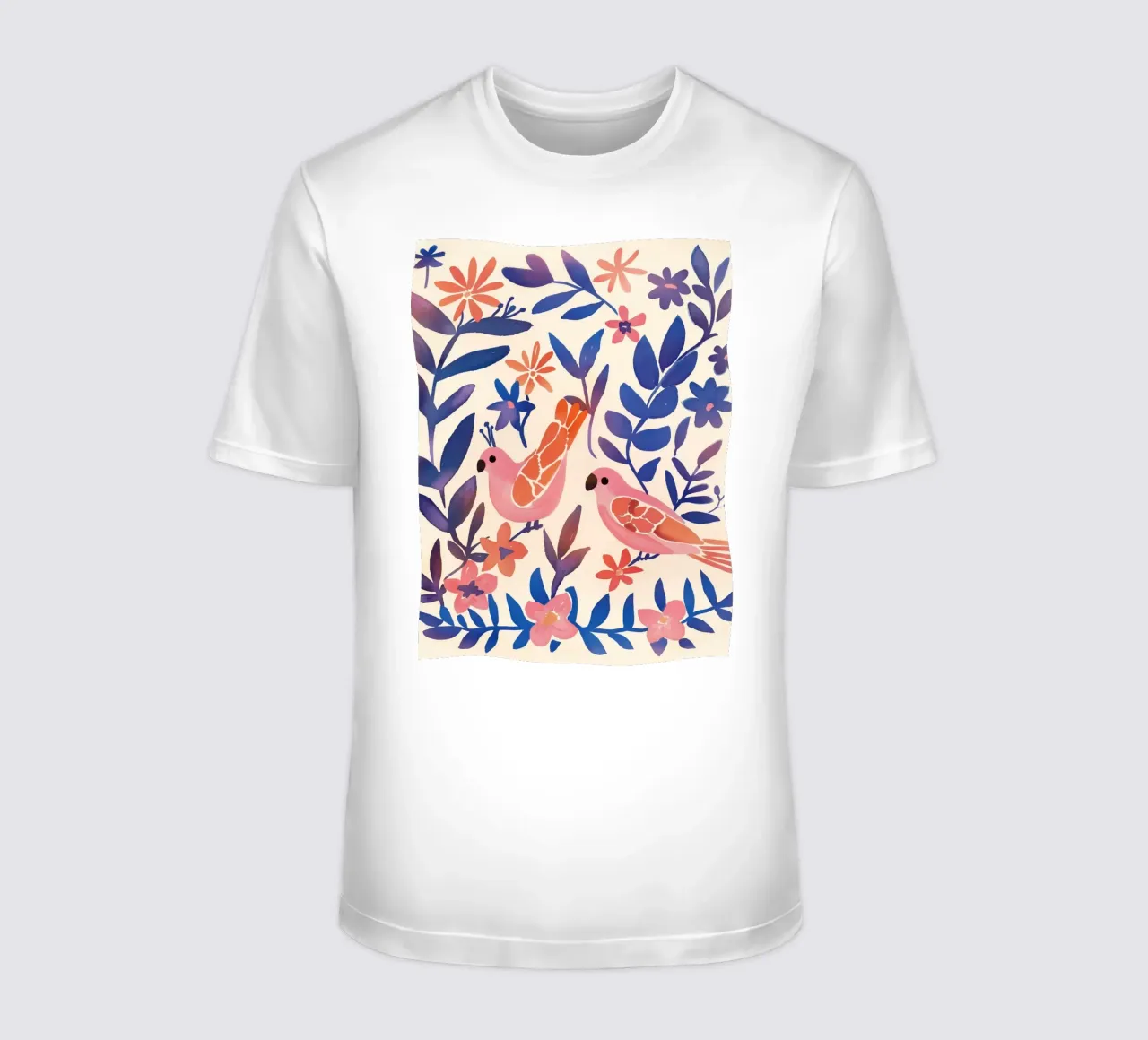 Amore Uccello Rosa Pappagallo Vintage Botanico Animale Primavera Fiore t-shirt da Gentle Echoes Art