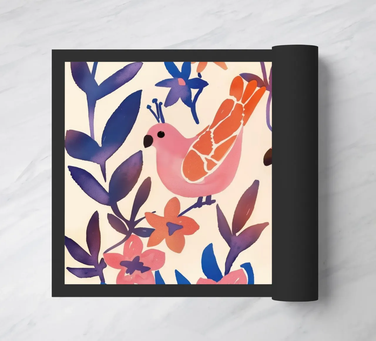 Amore Uccello Rosa Pappagallo Vintage Botanico Animale Primavera Fiore zerbino da Gentle Echoes Art