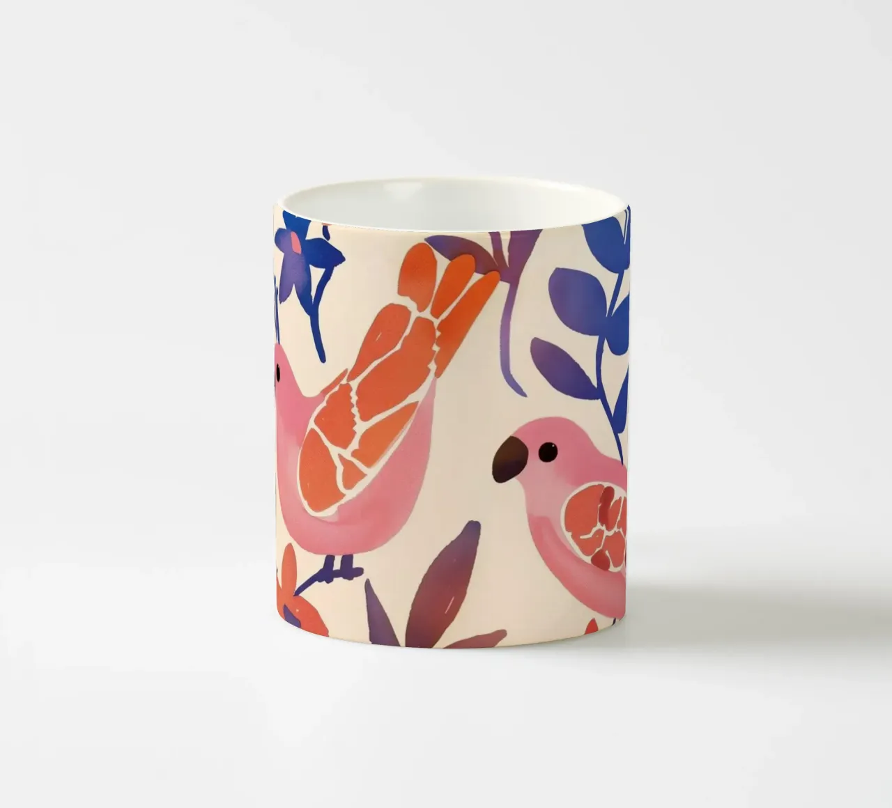 Amore Uccello Rosa Pappagallo Vintage Botanico Animale Primavera Fiore tazza in ceramica da Gentle Echoes Art