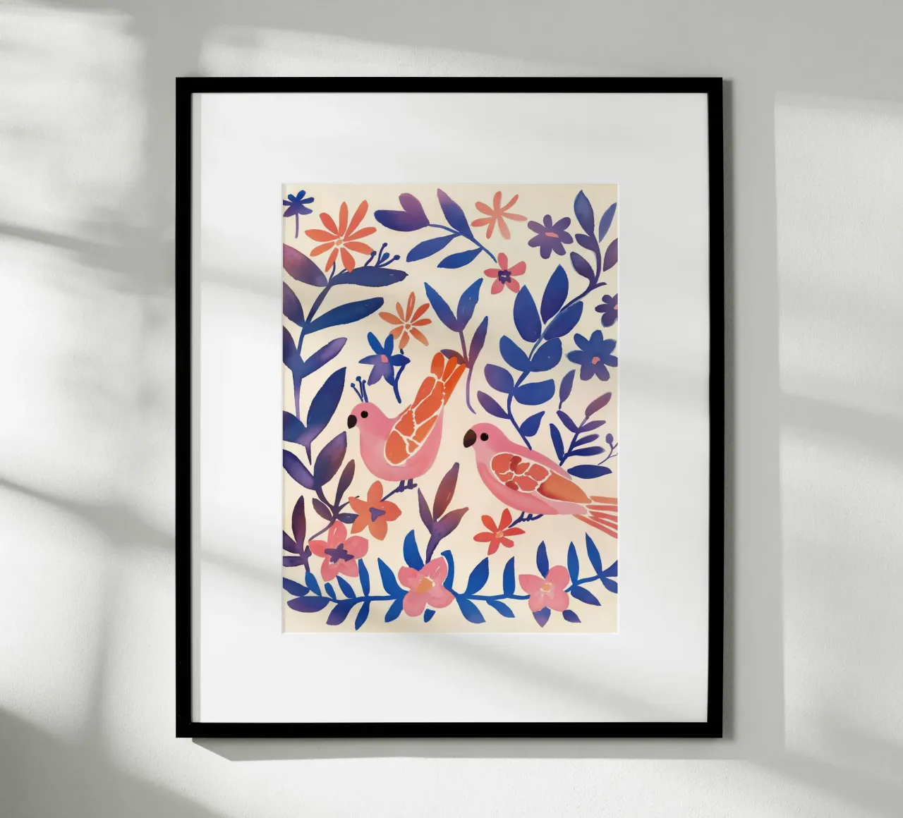Amore Uccello Rosa Pappagallo Vintage Botanico Animale Primavera Fiore carta hahnemühle da Gentle Echoes Art