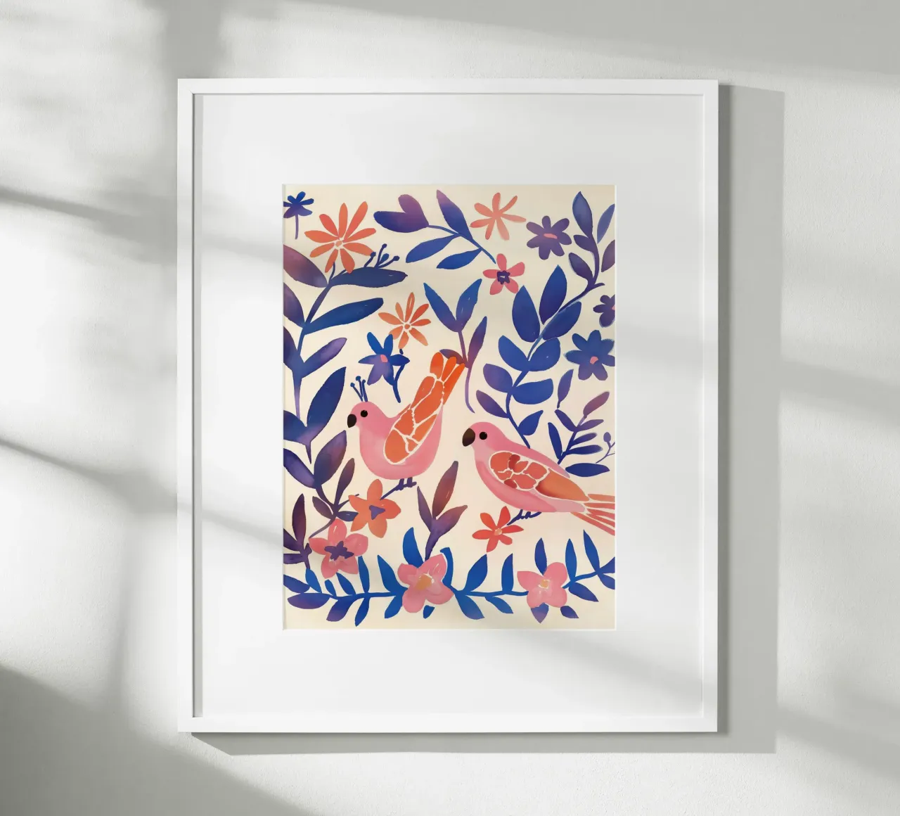 Amore Uccello Rosa Pappagallo Vintage Botanico Animale Primavera Fiore carta hahnemühle da Gentle Echoes Art