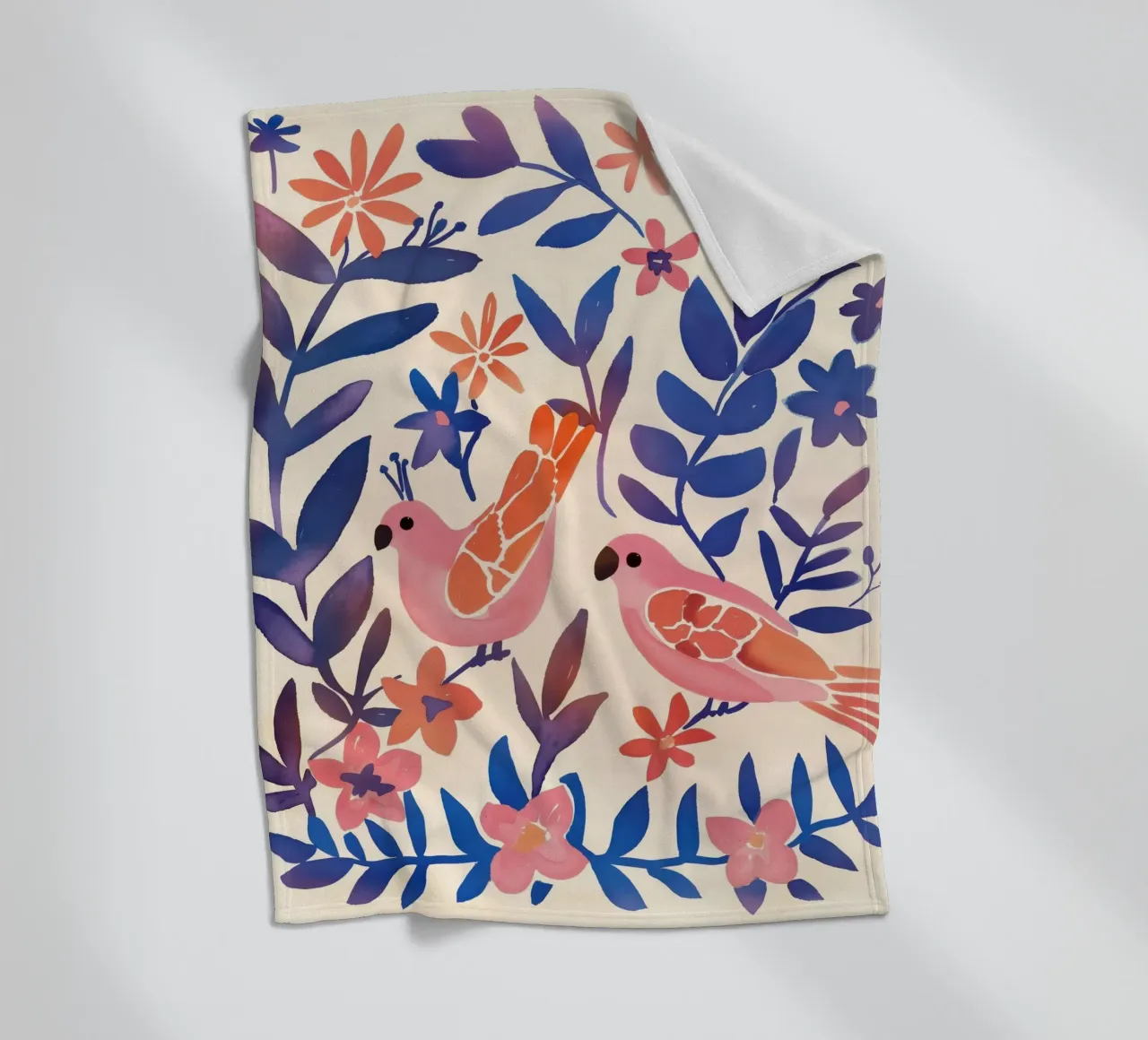 Amore Uccello Rosa Pappagallo Vintage Botanico Animale Primavera Fiore coperta in pile da Gentle Echoes Art