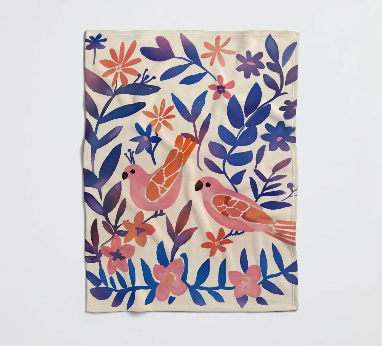 Amore Uccello Rosa Pappagallo Vintage Botanico Animale Primavera Fiore coperta in pile da Gentle Echoes Art