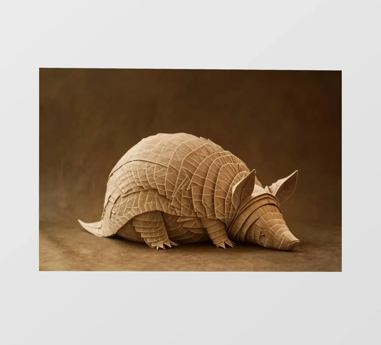 Tatou en origami complexe dans des tons neutres bâche pvc de Lisa Artifexia