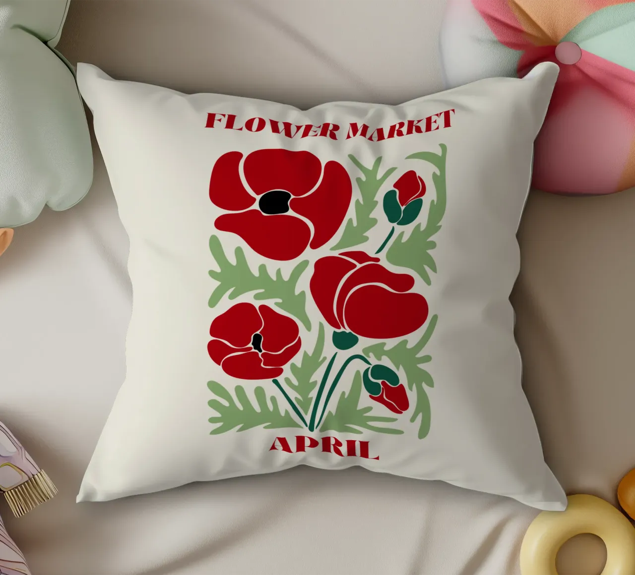 Mercato dei fiori aprile cuscino da Kiroiharu
