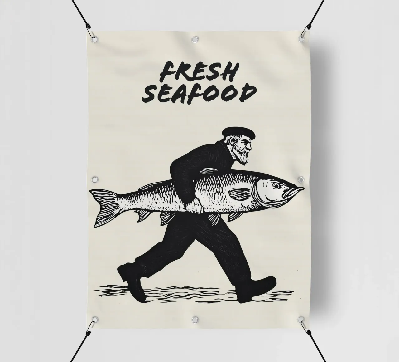 Fresh Seafood | Black and White Artprint telo in pvc da Autofocus