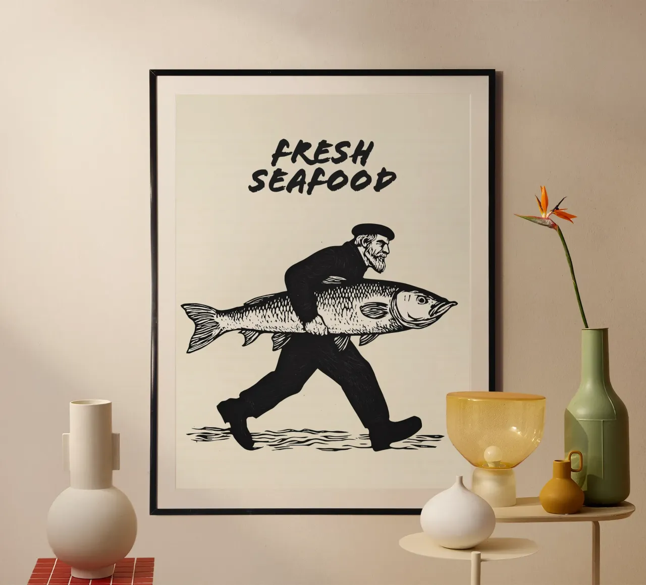 Fresh Seafood | Black and White Artprint carta hahnemühle da Autofocus