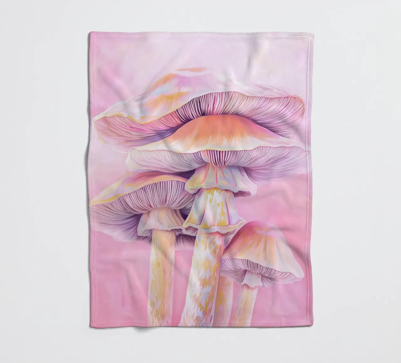 Gorro Rosa Psicodélico Botánico Espiritual de Champiñón manta de franela de Gentle Echoes Art