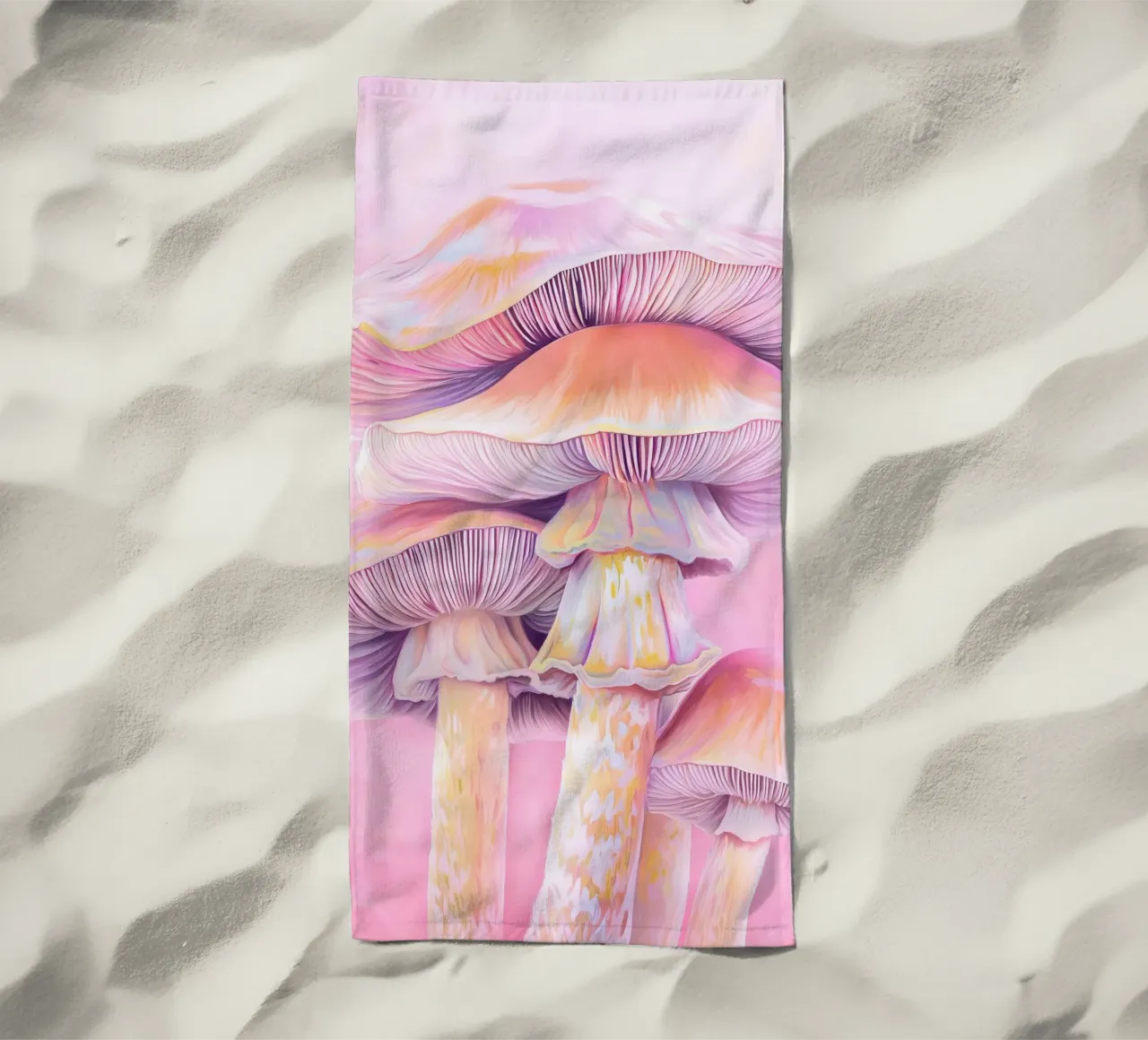Gorro Rosa Psicodélico Botánico Espiritual de Champiñón toalla de playa de Gentle Echoes Art