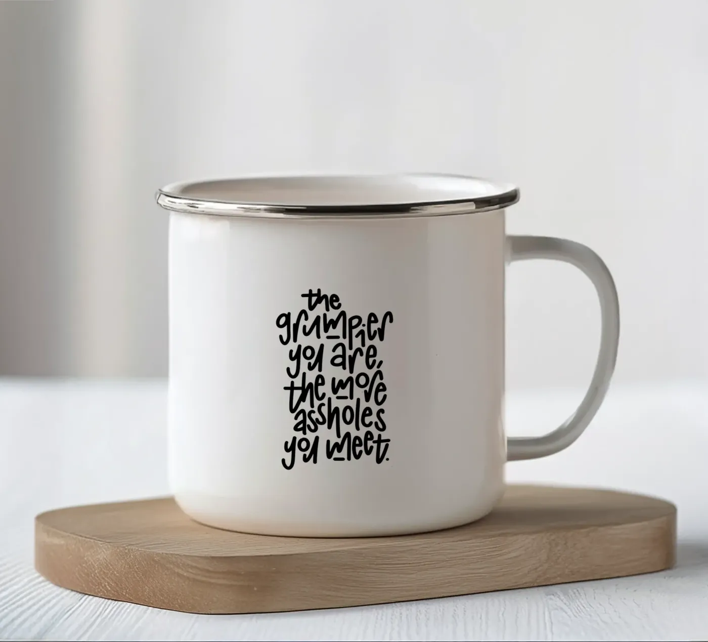 Grumpy enamel mug by LIMITED EDITION LETTERS