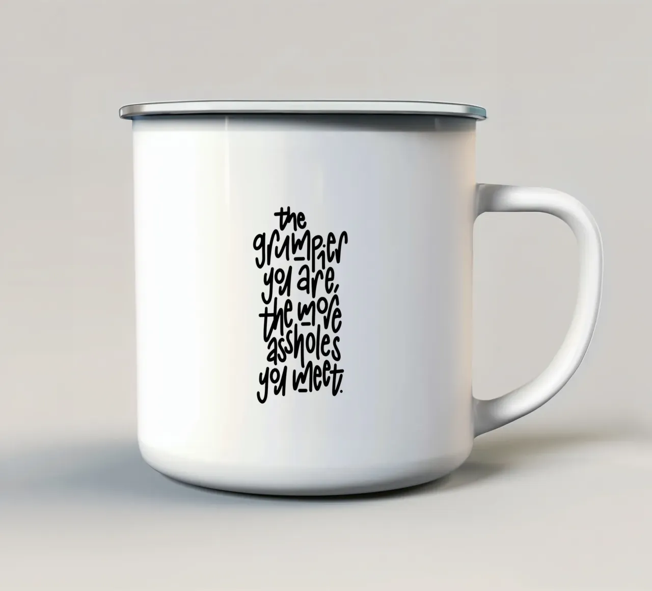 Grumpy mug en émail de LIMITED EDITION LETTERS