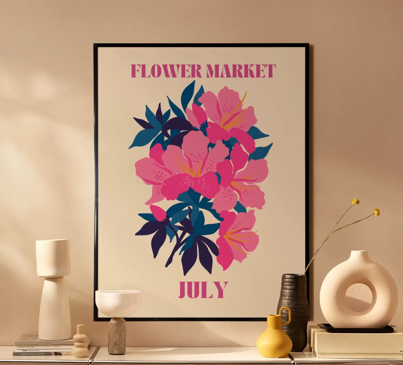 Blumenmarkt Juli Poster von Kiroiharu