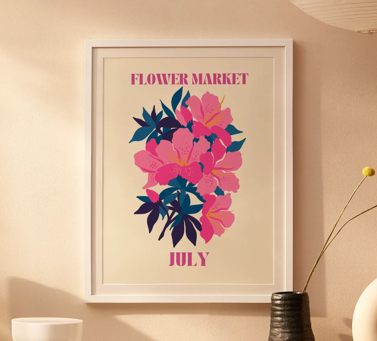 Mercato dei fiori luglio poster con telaio in plastica da Kiroiharu