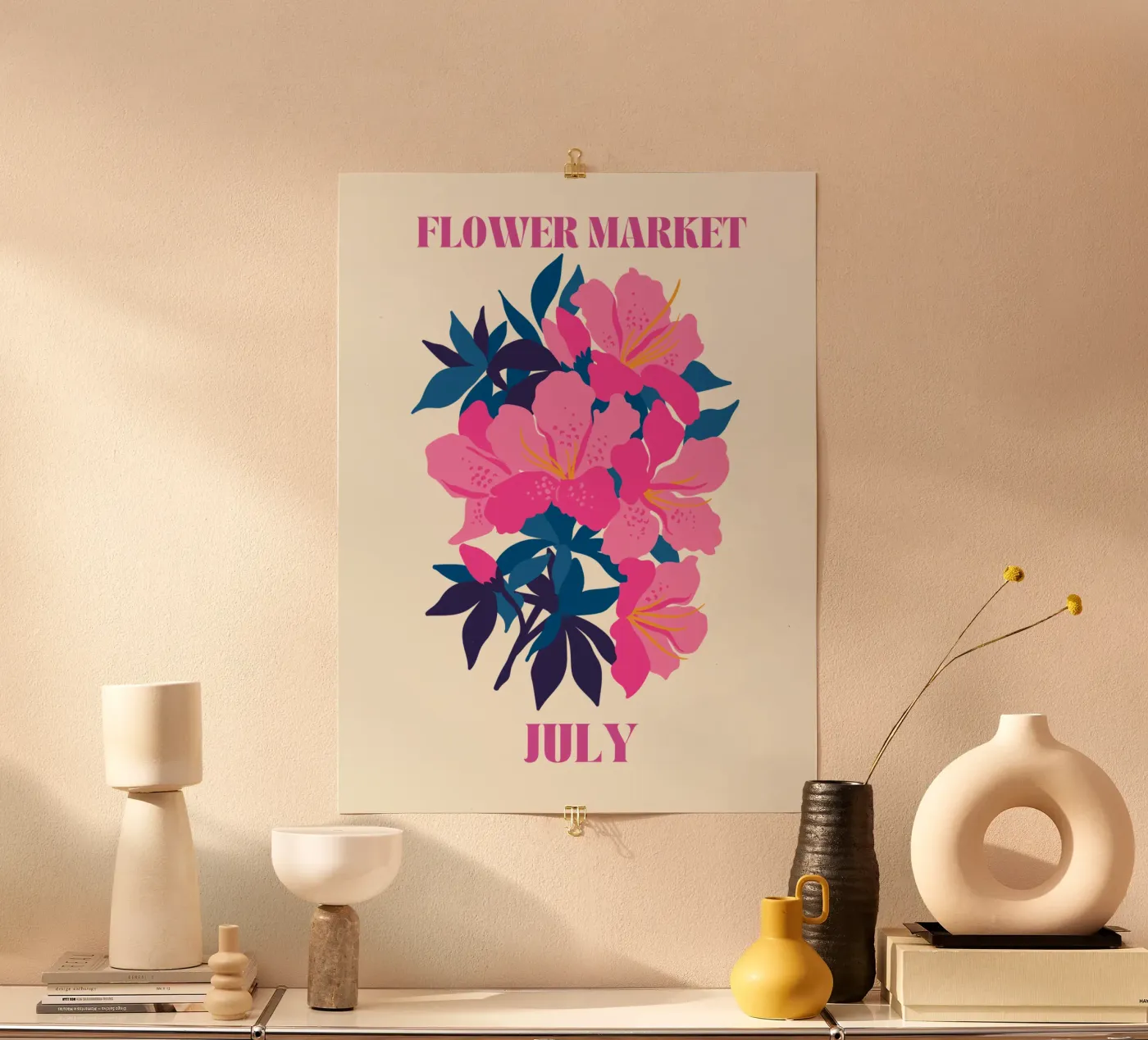 Blumenmarkt Juli Poster von Kiroiharu