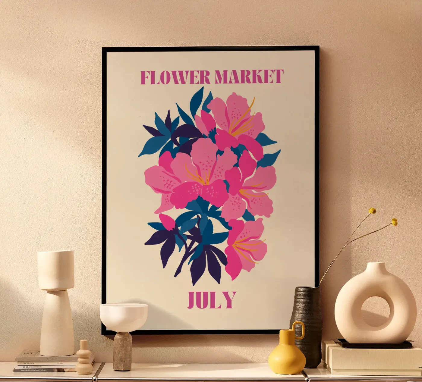 Blumenmarkt Juli Poster von Kiroiharu