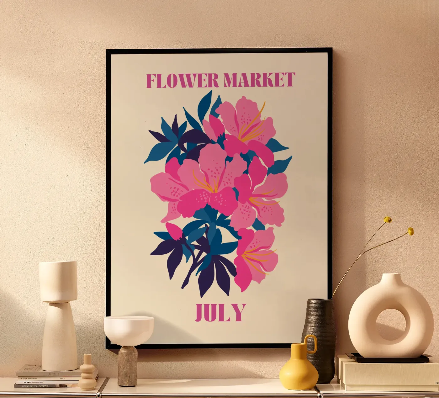 Blumenmarkt Juli Poster von Kiroiharu