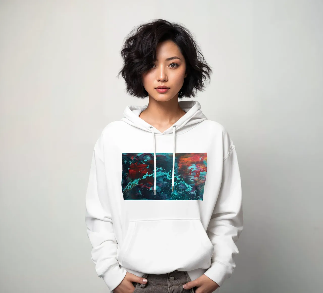 Abstract colorful painting hoodie by Teresa André