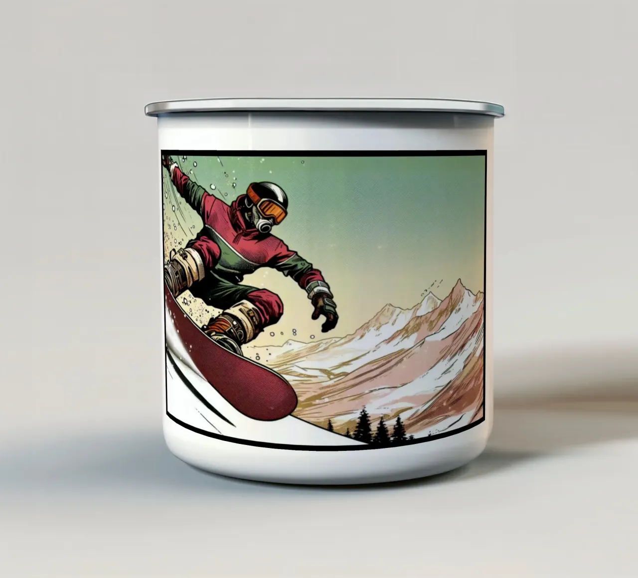 Snowboard - Stampa poster d'epoca tazza in smalto da posterprints-by-nomad