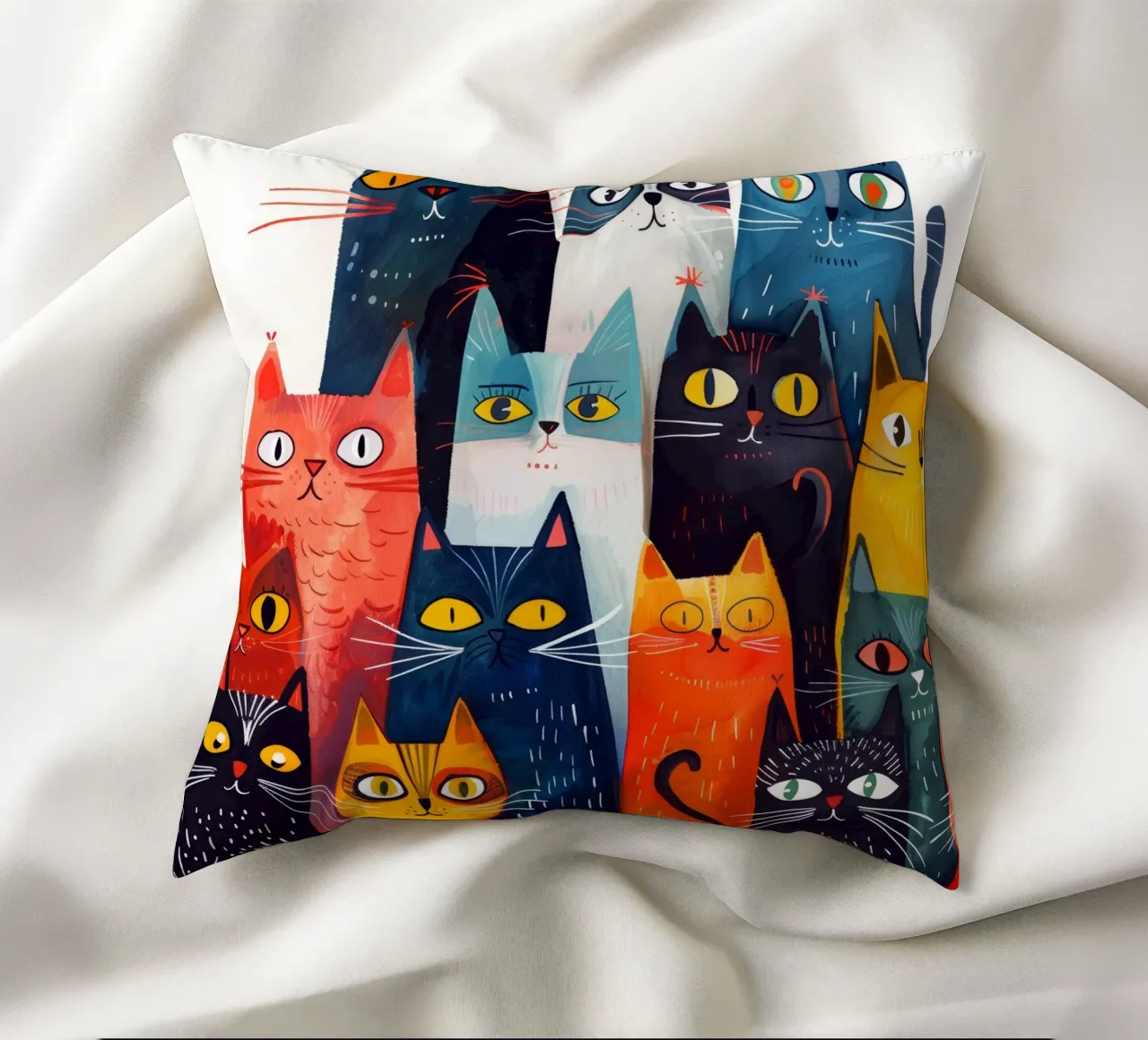 Katzen Kunst Kissen von Justyna Jaszke JBJart