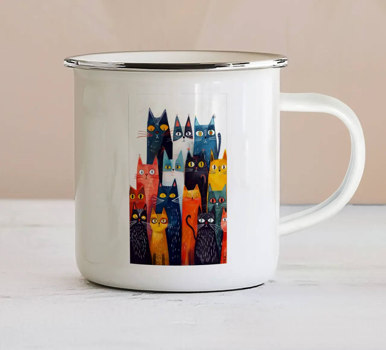Arte dei gatti tazza in smalto da Justyna Jaszke JBJart