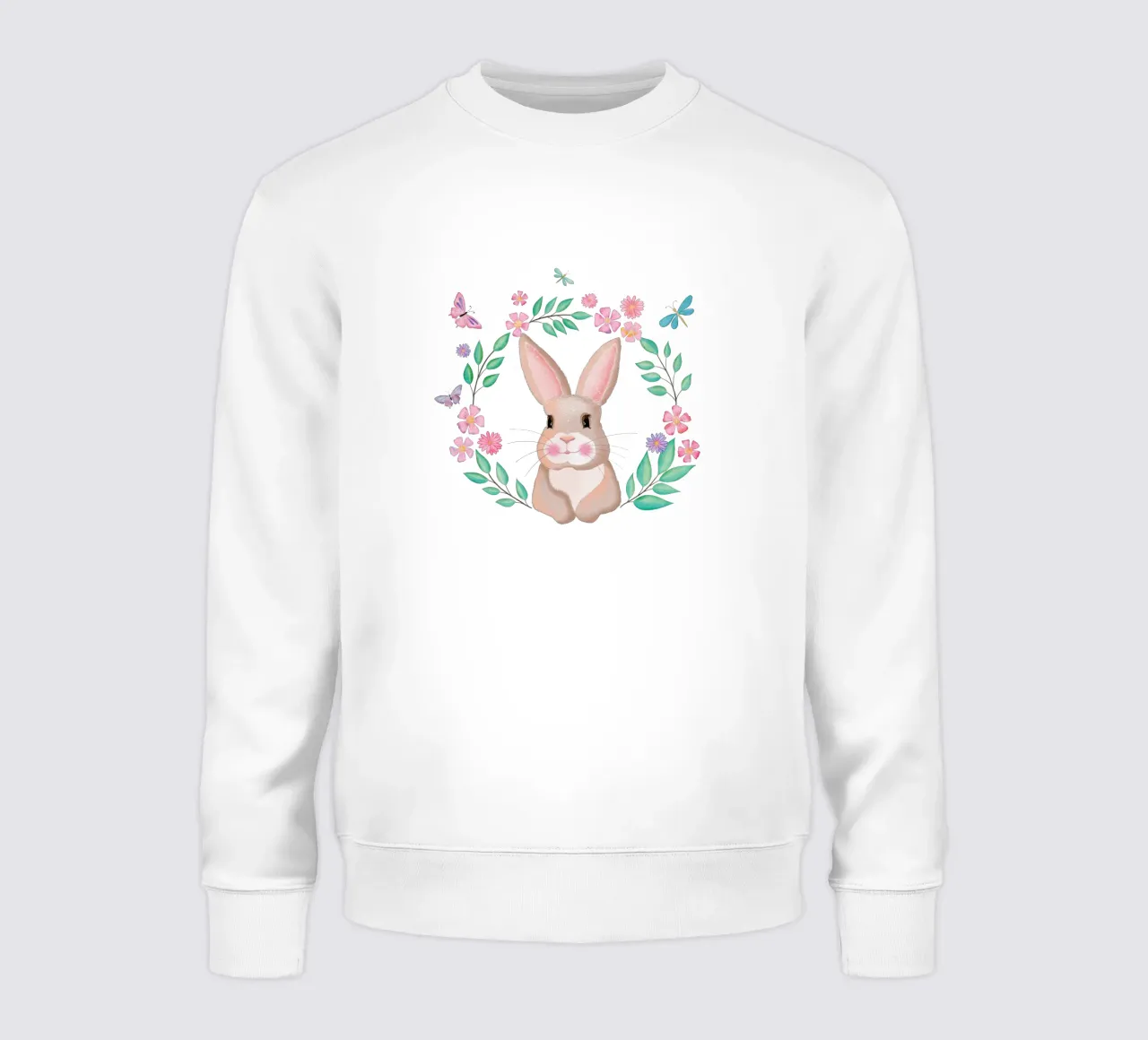 Bonito conejito en una corona de flores. No sólo para Pascua. sudadera de CalliLetters