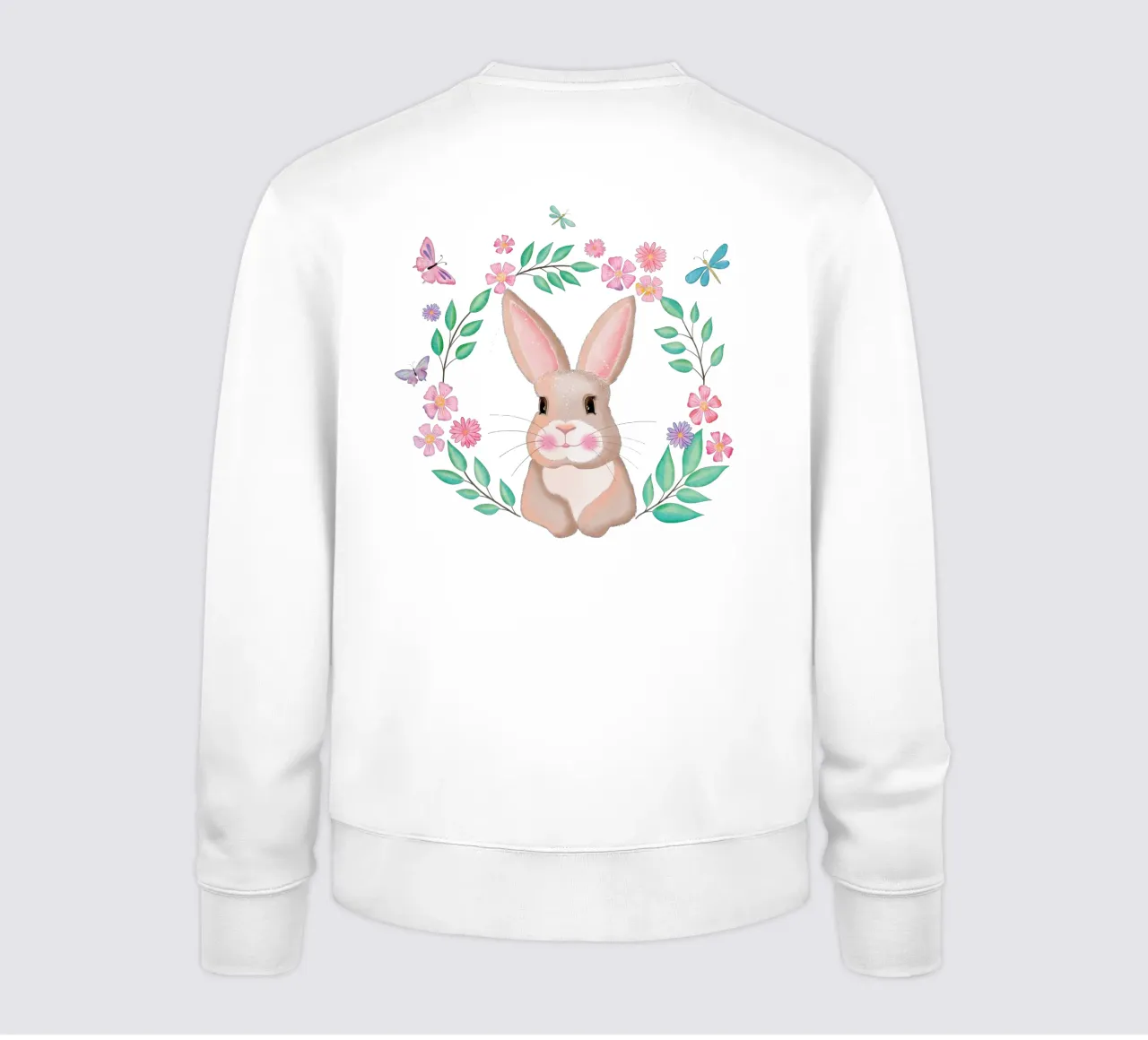 Cute bunny in a wreath of flowers. Not just for Easter. sweatshirt by CalliLetters