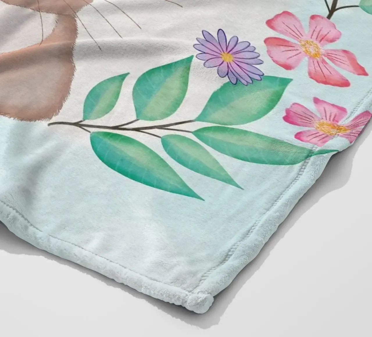 Simpatico coniglietto in una corona di fiori. Non solo per Pasqua. coperta in pile da CalliLetters