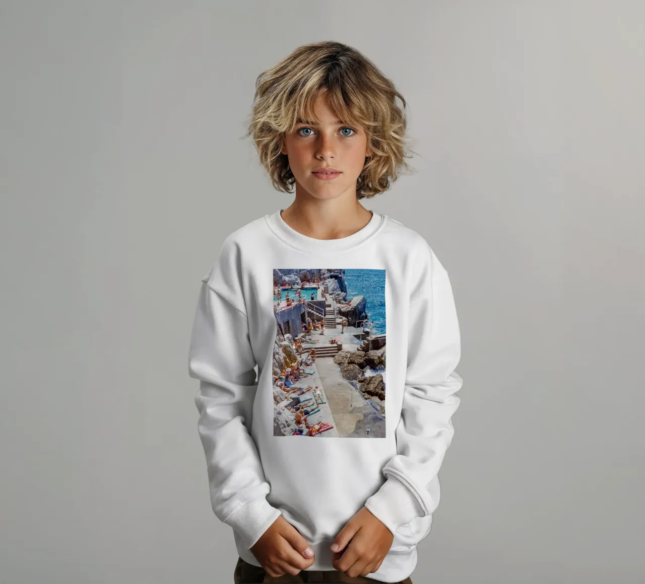 Amalfi Coast, Italy poster, italian wall art, la dolce vita kids sweatshirt by TheTravelClub
