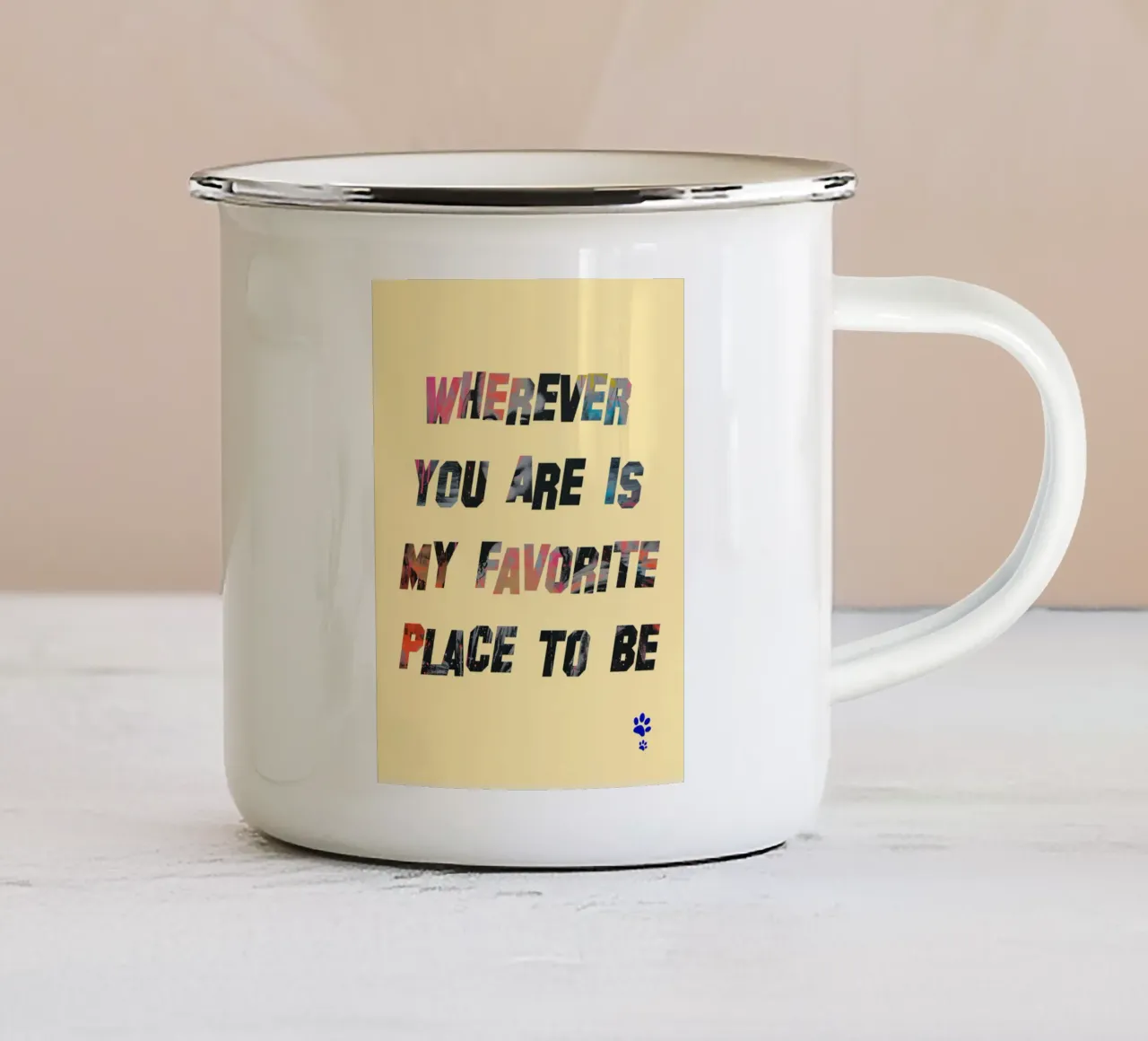 Ovunque tu sia, il mio posto preferito è il tuo tazza in smalto da catsforyou