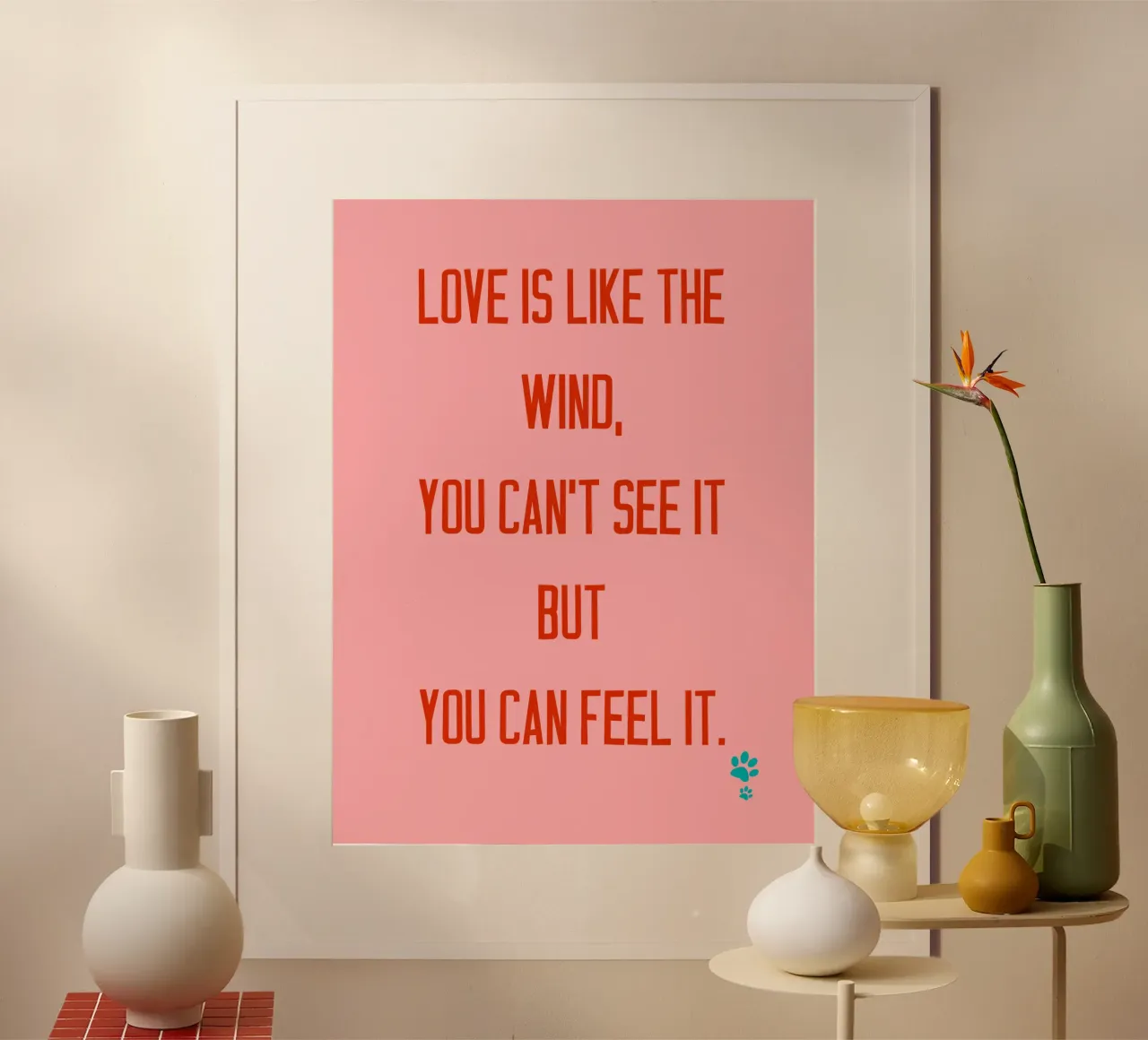 L'amore è come il vento poster con telaio in alluminio da catsforyou