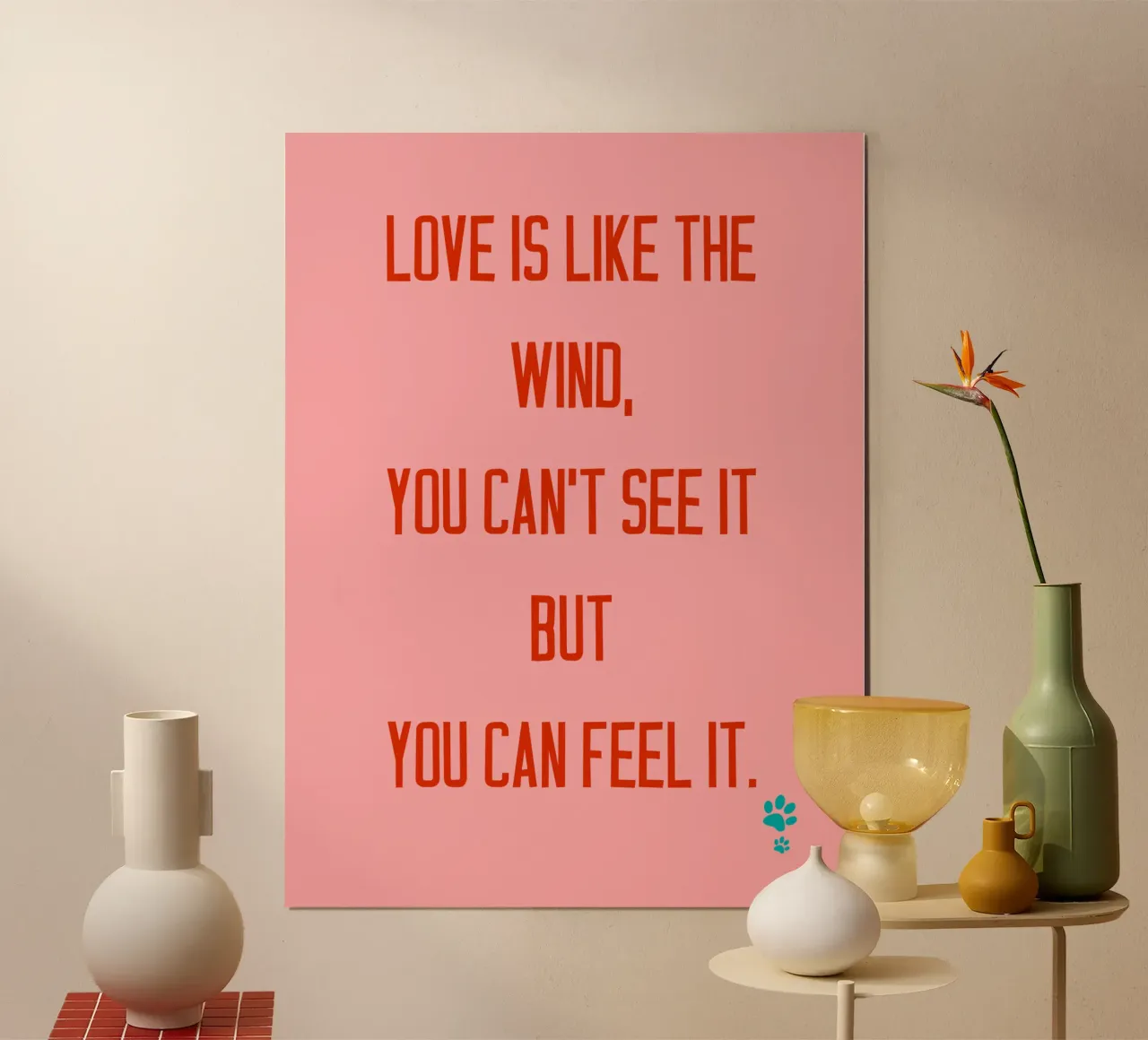 L'amore è come il vento poster con telaio in alluminio da catsforyou