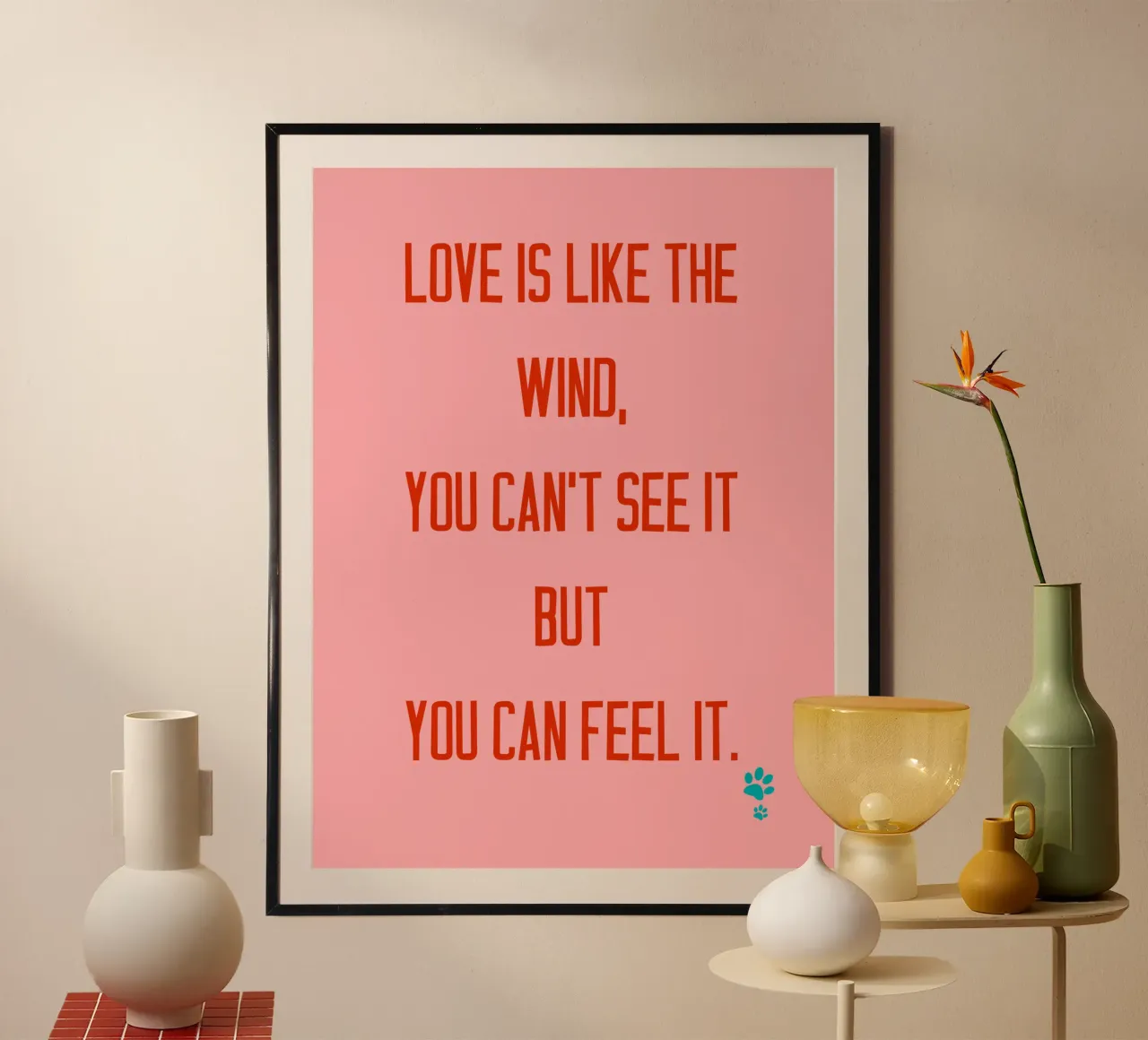 L'amore è come il vento poster con telaio in alluminio da catsforyou