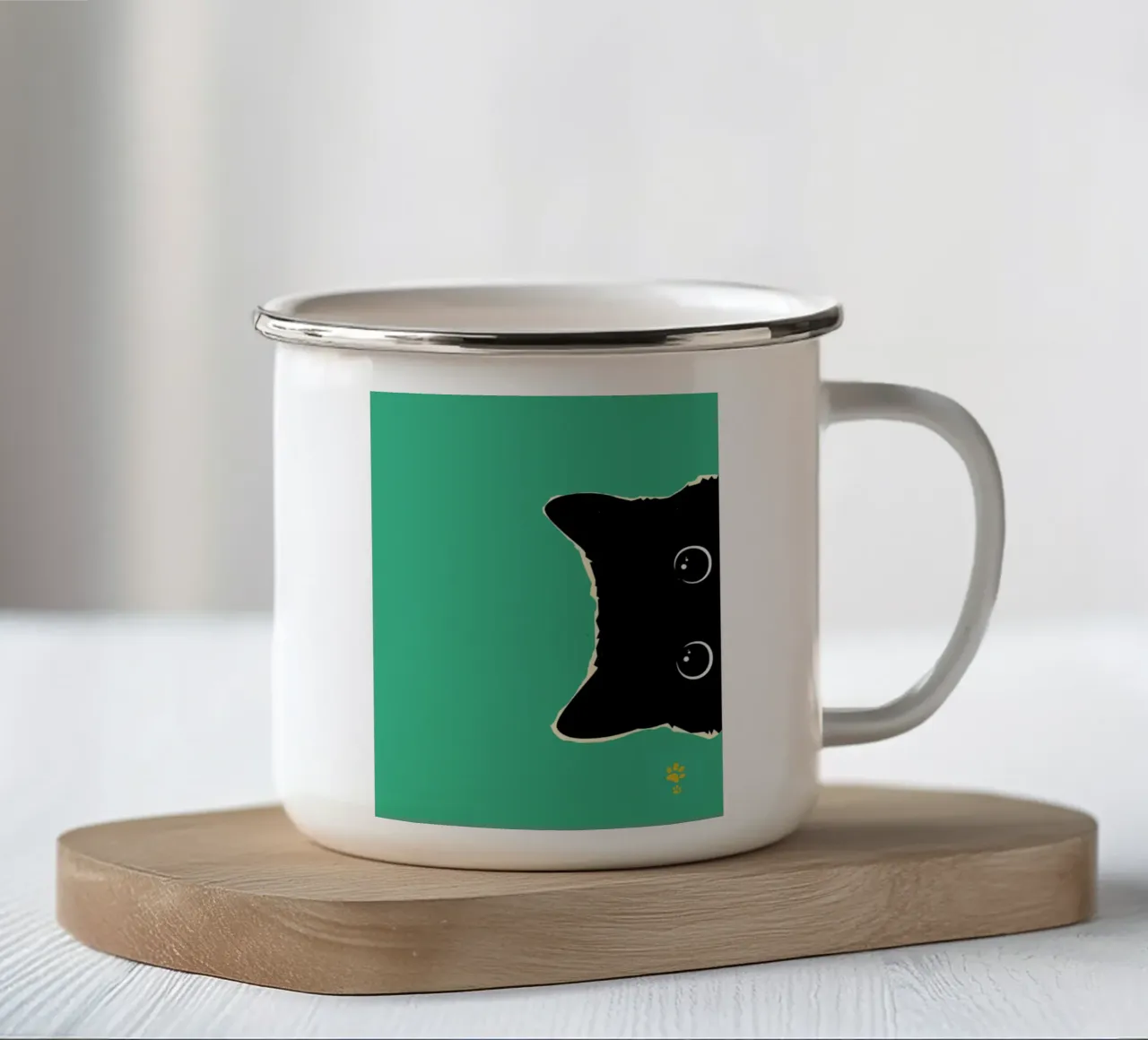 Gatto nero Ii tazza in smalto da catsforyou