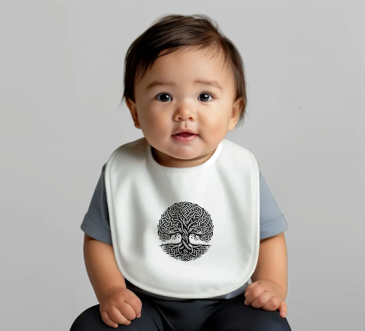 Albero della vita in bianco e nero bavaglino da Spiritual Touch
