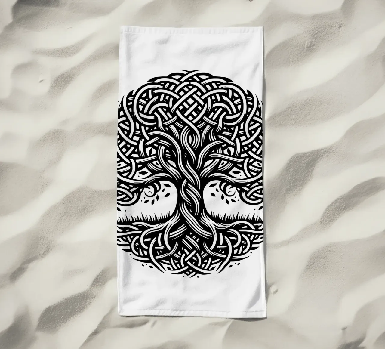 Albero della vita in bianco e nero telo mare da Spiritual Touch