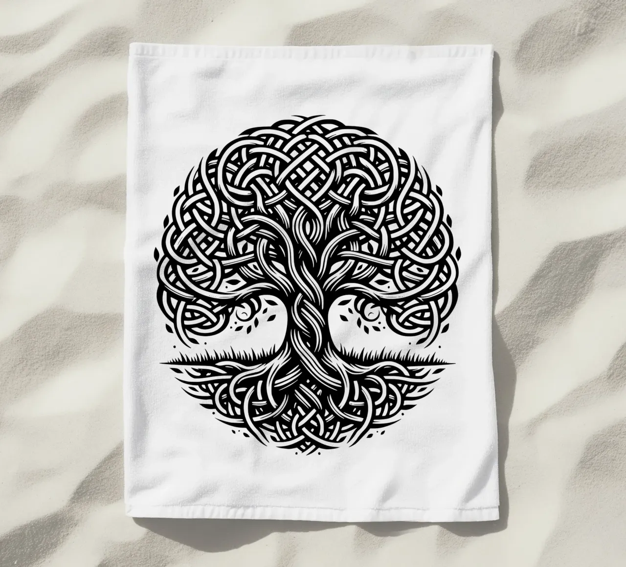 Albero della vita in bianco e nero telo mare da Spiritual Touch