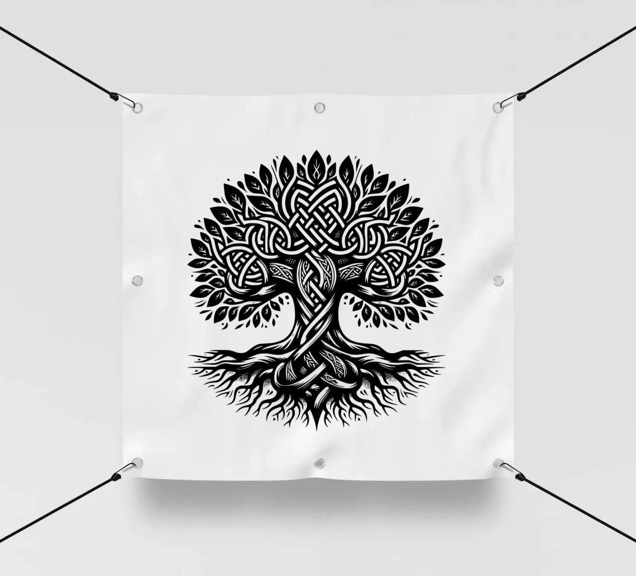 Albero della vita in bianco e nero telo in pvc da Spiritual Touch