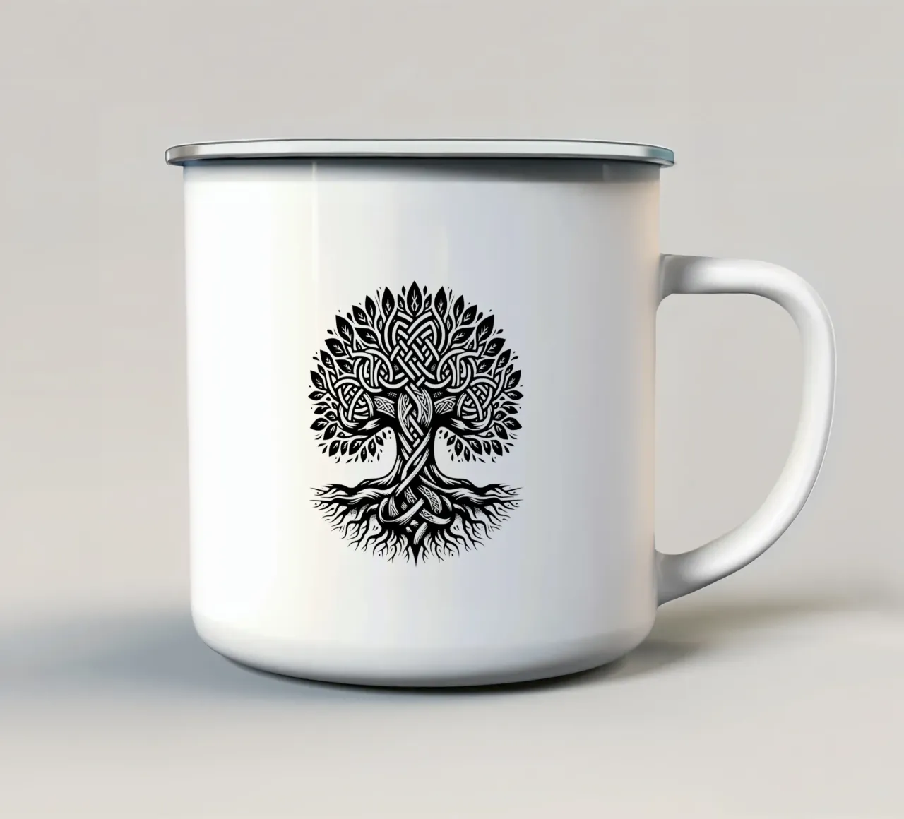 Albero della vita in bianco e nero tazza in smalto da Spiritual Touch