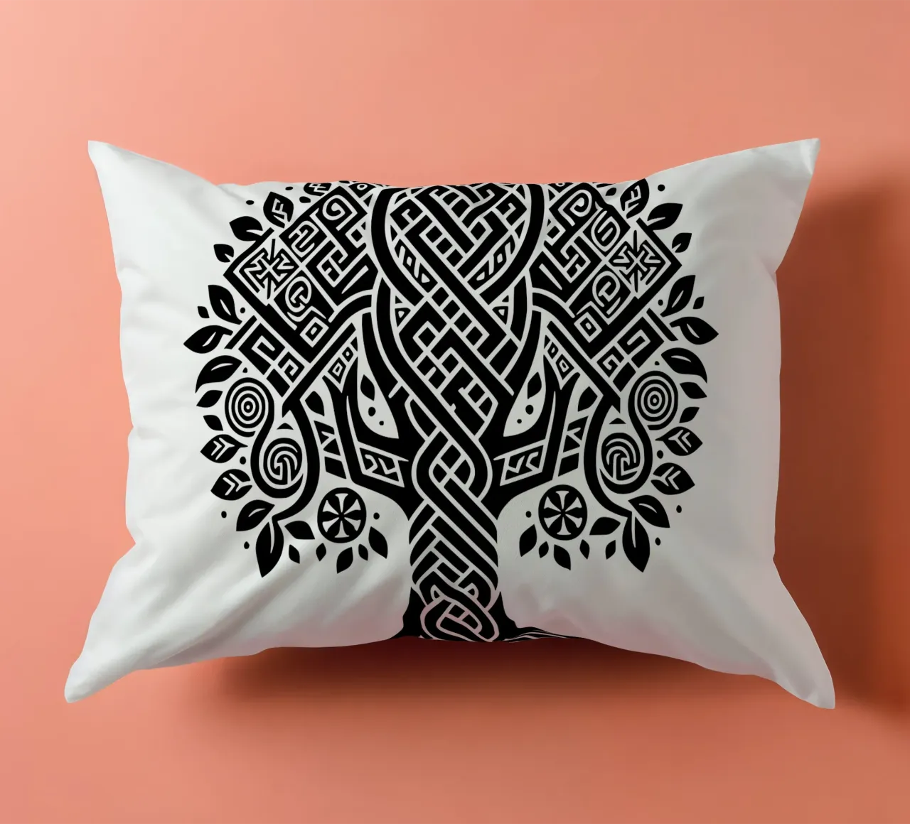 Albero della vita in bianco e nero cuscino da Spiritual Touch