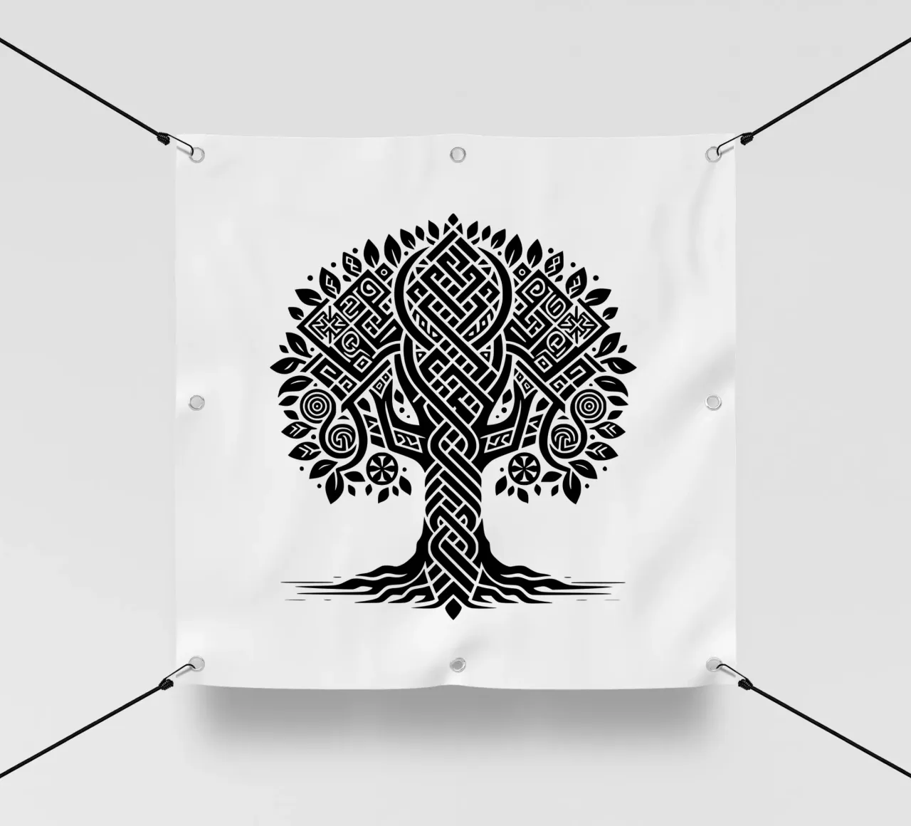 Albero della vita in bianco e nero telo in pvc da Spiritual Touch