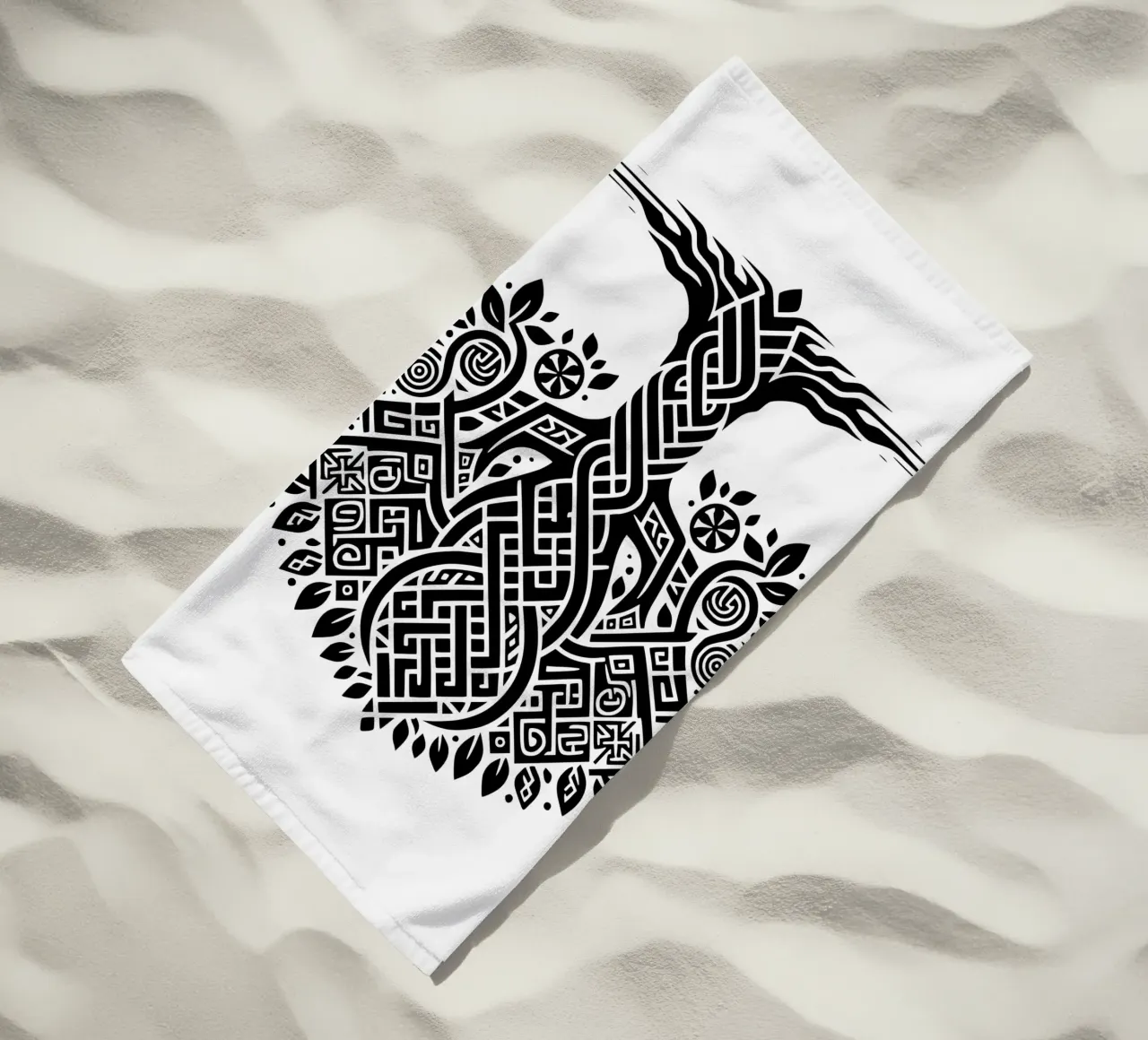 Albero della vita in bianco e nero telo mare da Spiritual Touch
