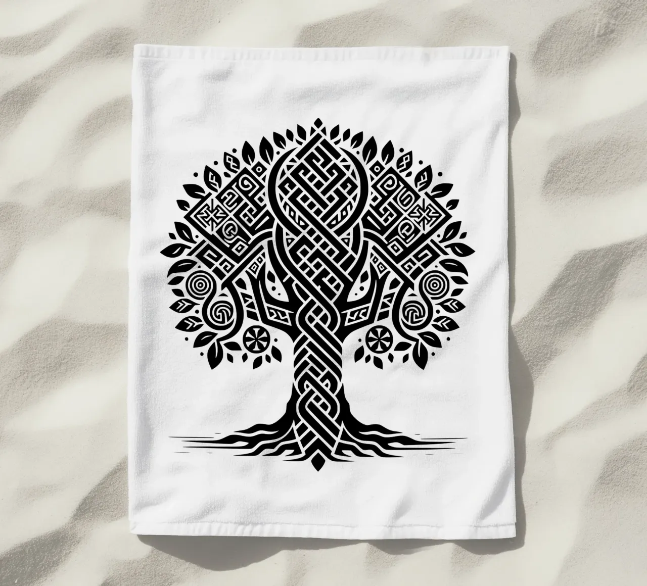 Albero della vita in bianco e nero telo mare da Spiritual Touch