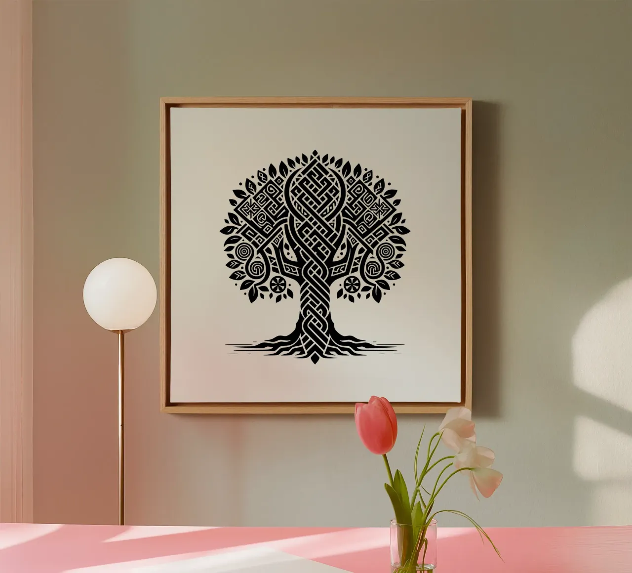 Albero della vita in bianco e nero tela con Cornice a cassetta da Spiritual Touch