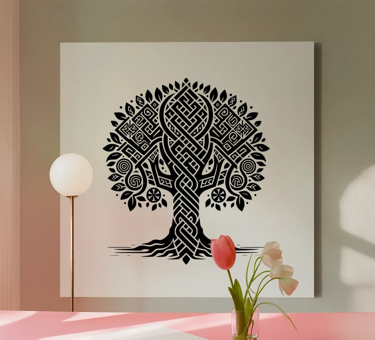 Albero della vita in bianco e nero tela con Cornice a cassetta da Spiritual Touch