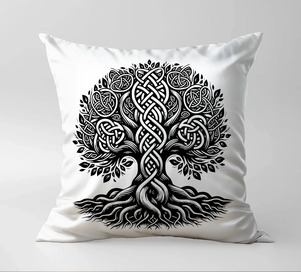 Albero della vita in bianco e nero cuscino da Spiritual Touch