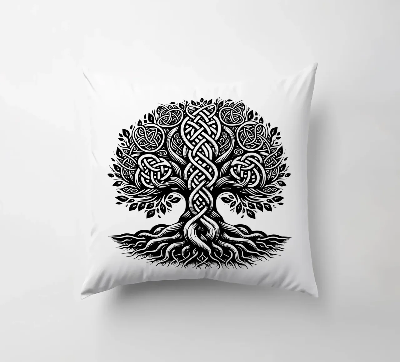 Albero della vita in bianco e nero cuscino da Spiritual Touch