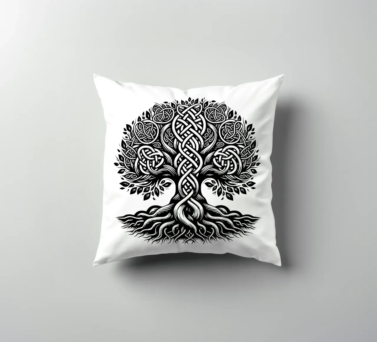 Albero della vita in bianco e nero cuscino da Spiritual Touch