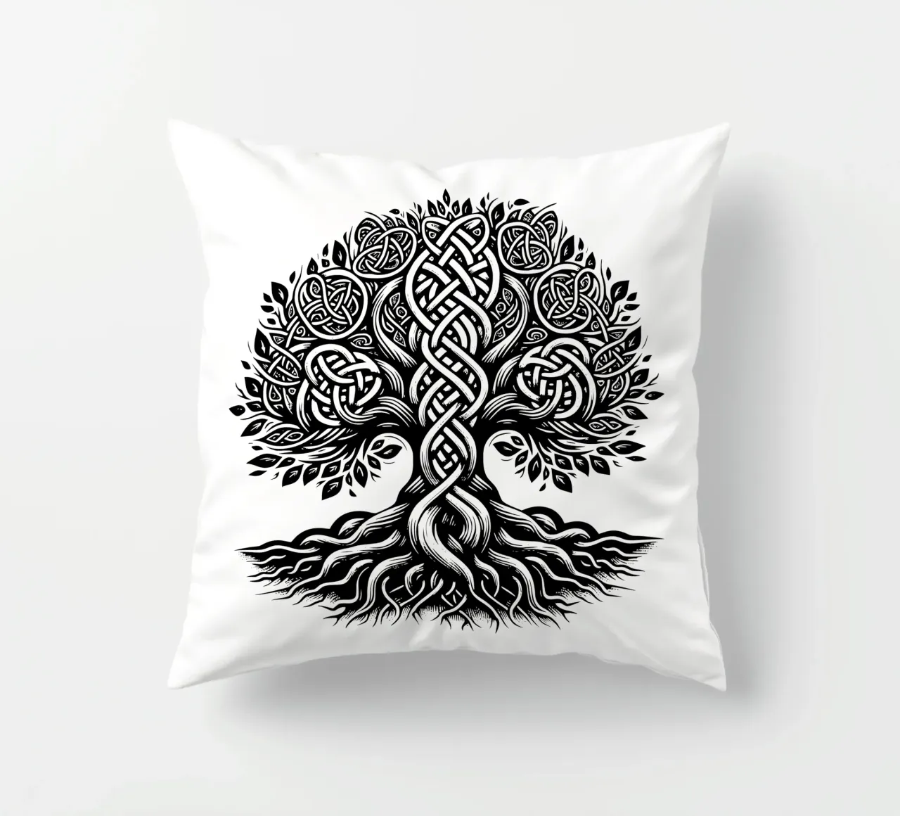 Albero della vita in bianco e nero cuscino da Spiritual Touch