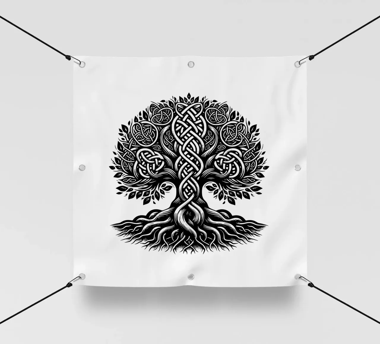 Albero della vita in bianco e nero telo in pvc da Spiritual Touch