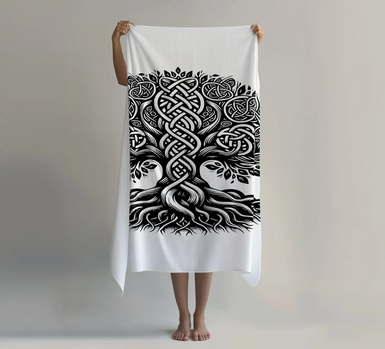 Albero della vita in bianco e nero telo mare da Spiritual Touch